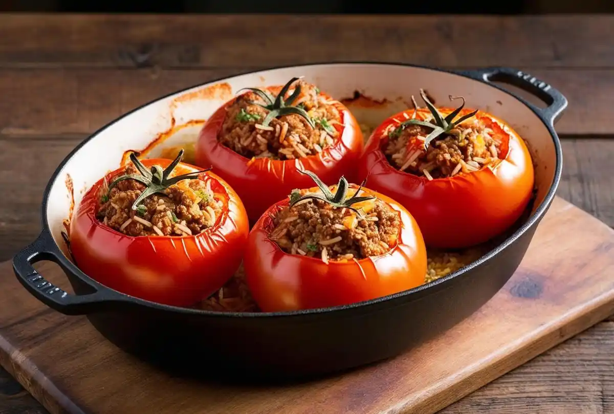 Tomates Farcies au Riz et à la Viande Hachée